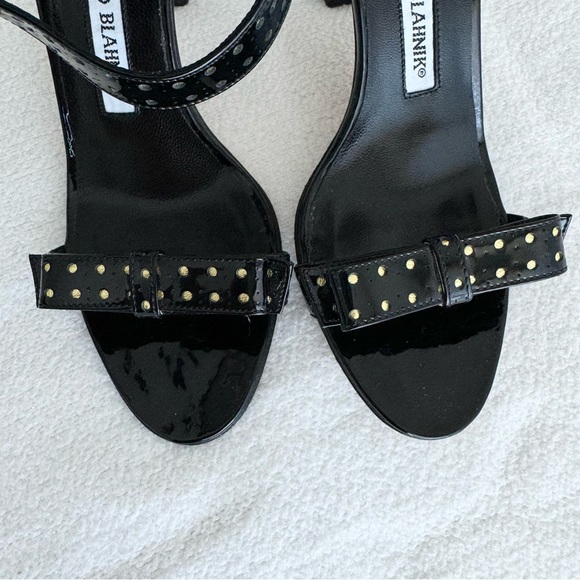 Manolo Blahnik Black Bow Sandals 34.5 - Picture 6 of 7